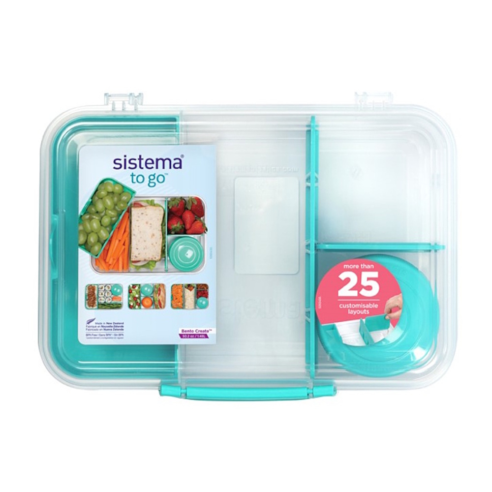 E-shop SISTEMA To Go Trojkomorová krabička s nádobou a miskou zelená 1,48 l