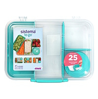SISTEMA To Go Trojkomorová krabička s nádobou a miskou zelená 1,48 l