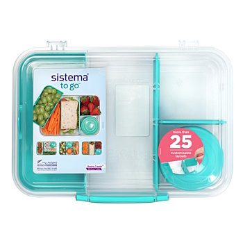 SISTEMA To Go Trojkomorová krabička s nádobou a miskou zelená 1,48 l (Boxy na jedlo)