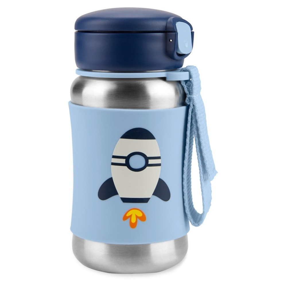 SKIP HOP Spark style fľaša so slamkou na vodu nerez raketa od 1 roku 350 ml