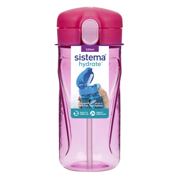 SISTEMA Fľaša Quick Flip Top so slamkou ružová 520 ml (Fľaše pre športovcov)