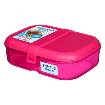 SISTEMA Lunch Krabička 3komory + kelímok ružová 1,1l (Boxy na jedlo) - S priehradkami