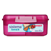 SISTEMA Lunch Krabička 3 komory + 2 tácky + kelímok ružová 1,25 l