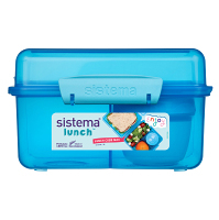 SISTEMA Lunch Krabička 3 komory + téglik (viečko) modrá 2 l