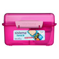 SISTEMA Lunch Krabička 3 komory + téglik (viečko) ružová 2 l