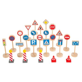 SMALL FOOT Dopravné značky sada 25 dielov (Drevené kocky)