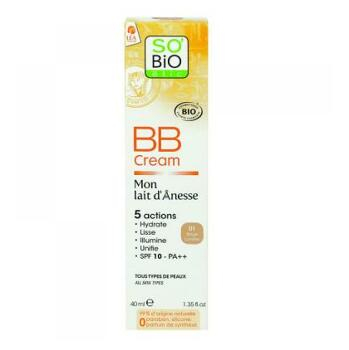 SO'BIO Bio BB krém s obsahom oslieho mlieka n ° 1 svetlá béžová 40 ml