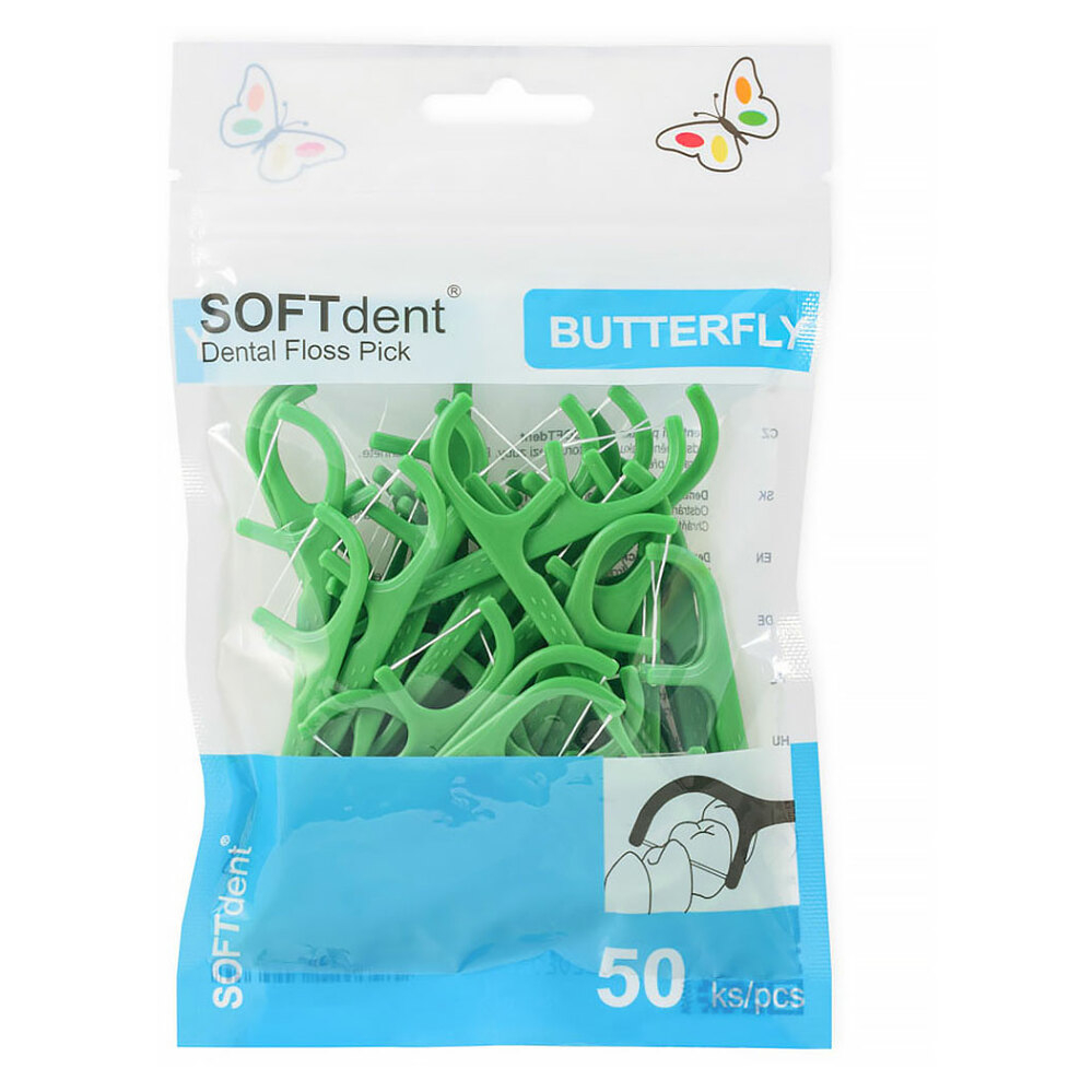 E-shop SOFTDENT Butterfly dentálne špáradlá s niťou 50 ks