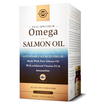 SOLGAR Full spectrum omega salmon oil 120 kapsúl (Omega 3 a rybí olej) - Viaczložkové