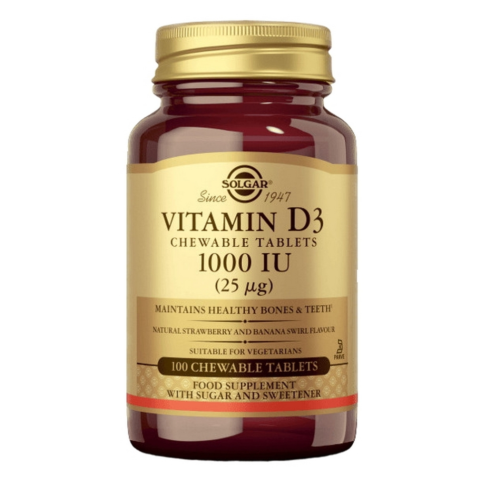 Solgar Vitamín D3 1000 IU 100 žuvacích tabliet