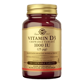 SOLGAR Vitamín D3 1000 IU 100 tabliet (Vitamín D) - Jednozložkové