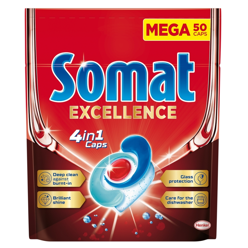 SOMAT Excellence 4in1 Kapsuly do umývačky 50 kusov