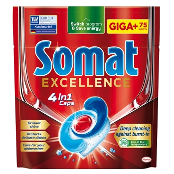 SOMAT Excellence 4in1 Kapsuly do umývačky 75 kusov () - Čistiace
