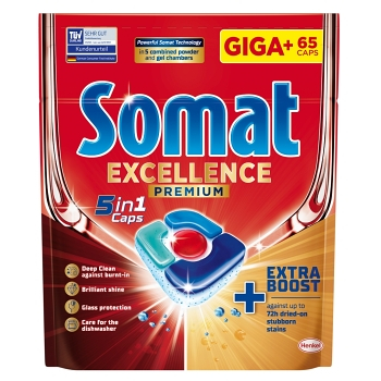 SOMAT Excellence Premium 5in1 Kapsuly do umývačky 65 kusov () - Čistiace