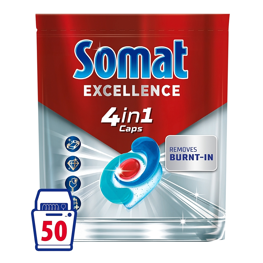 SOMAT Excellence 4in1 Kapsuly do umývačky 50 kusov