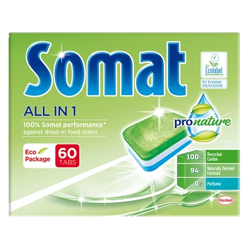 SOMAT ProNature Eco Mega Tablety do umývačky riadu 60 ks, poškodený obal