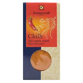 SONNENTOR Chilli mleté ​​kajenské korenie extra ostré BIO 40 g (Korenie a koreniace zmesi) - Jednozložkové, BIO, Pálivé, pikantné, Prírodné