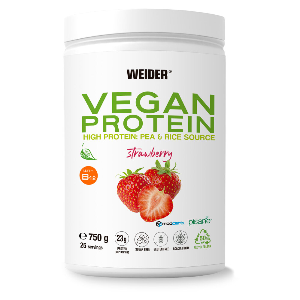 Weider Vegan Protein hrachový proteín príchuť Strawberry 750 g
