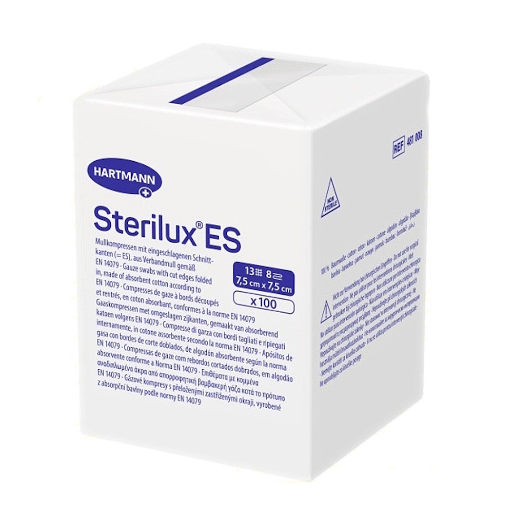 STERILUX ES Gáza kompresná nesterilná 7,5 × 7,5 cm 13 vlákien 100 ks