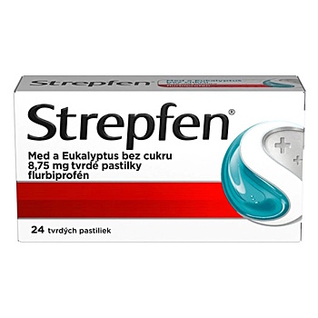 STREPFEN Med a eukalyptus bez cukru 8,75 mg 24 pastiliek (Na bolesť v krku)