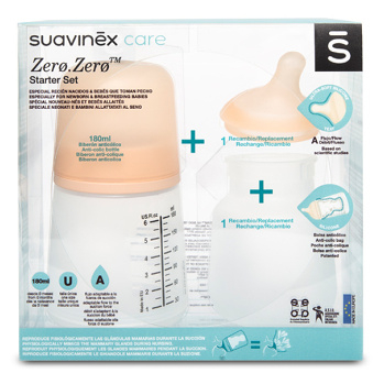 SUAVINEX Zero Zero anti-koliková fľaša A - SADA 180 ml