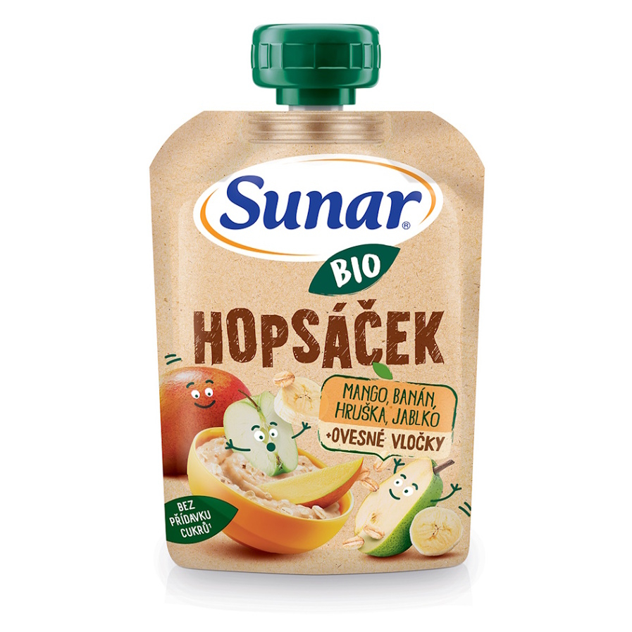 SUNAR Ovocné vrecko mango, banán, hruška a ovsené vločky BIO 100 g kúpite na Lekarna.cz