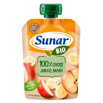 SUNAR Kapsička 100% ovocia Jablko a banán BIO 100 g