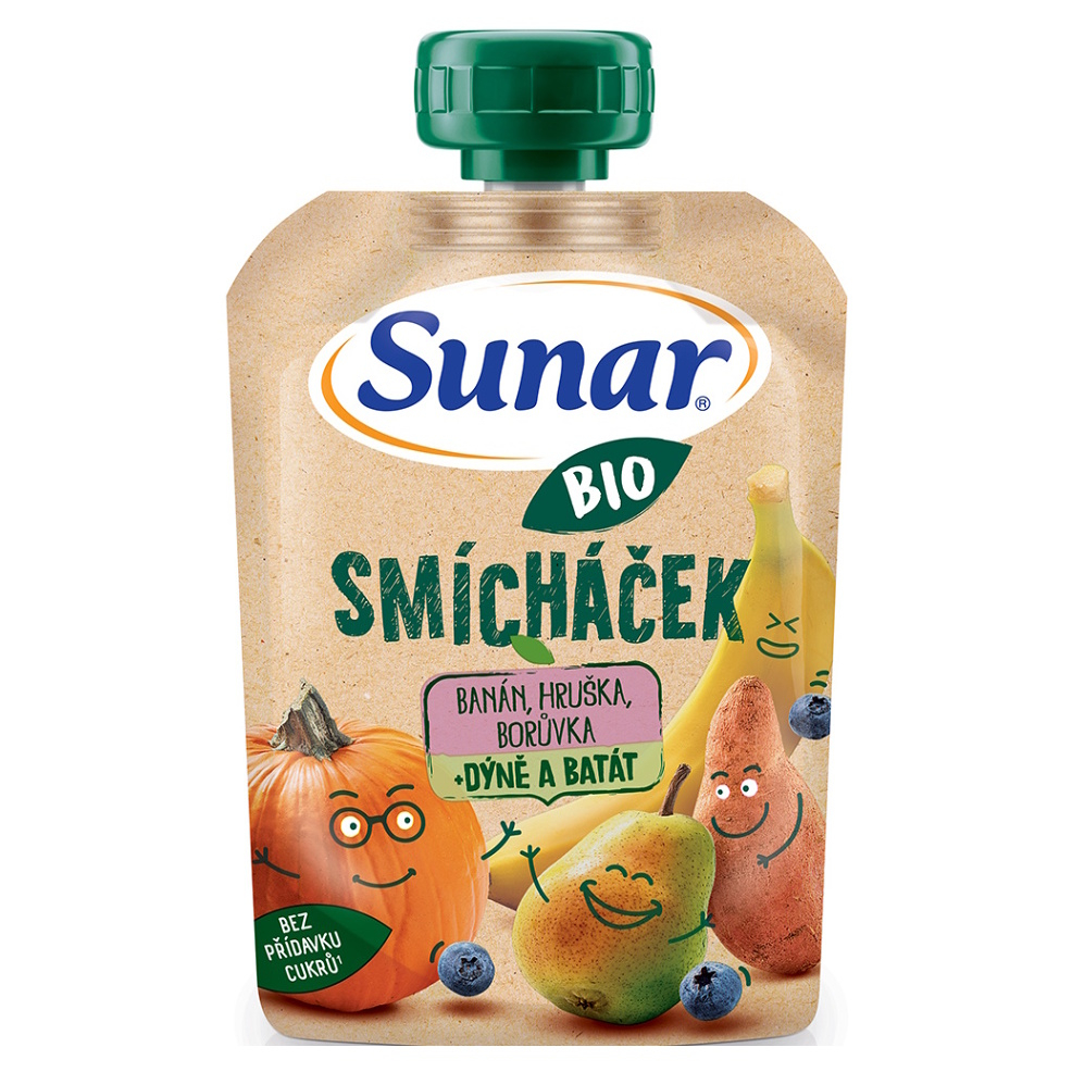 SUNAR Ovocné vrecko zmiešavač banán, hruška, tekvica, batáty a čučoriedky BIO 100 g kúpite na Mojalekaren.sk