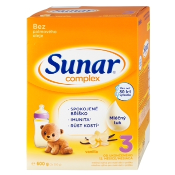 SUNAR Complex 3 Vanilka Pokračovacie batoľacie mlieko od 12 mesiaca 600 g