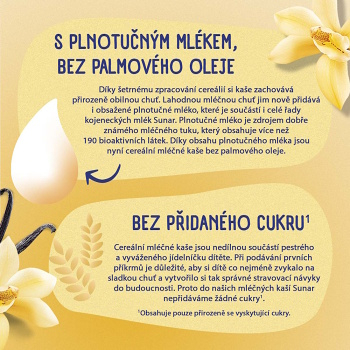 SUNAR Mliečna krupicová kaša vanilka na dobrú noc 6m+ 340 g