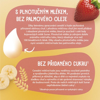 SUNAR Mliečna kaša 8 cereálií jahoda banán 6m+ 340 g