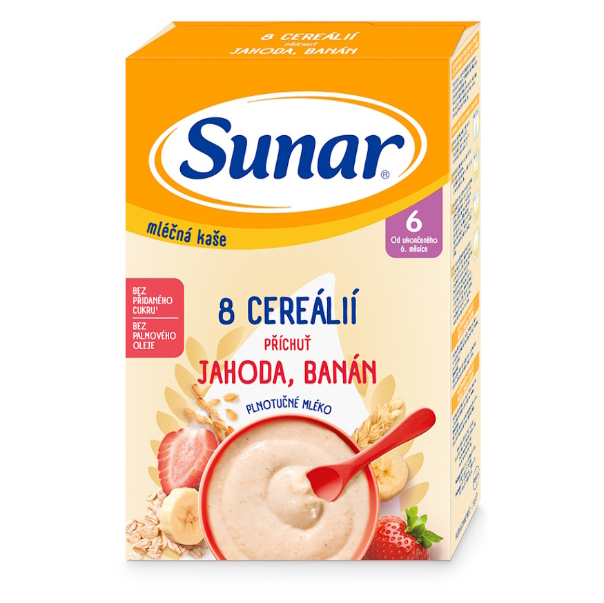 SUNAR Mliečna kaša 8 cereálií jahoda banán 6m+ 210 g kúpite na Mojalekaren.sk