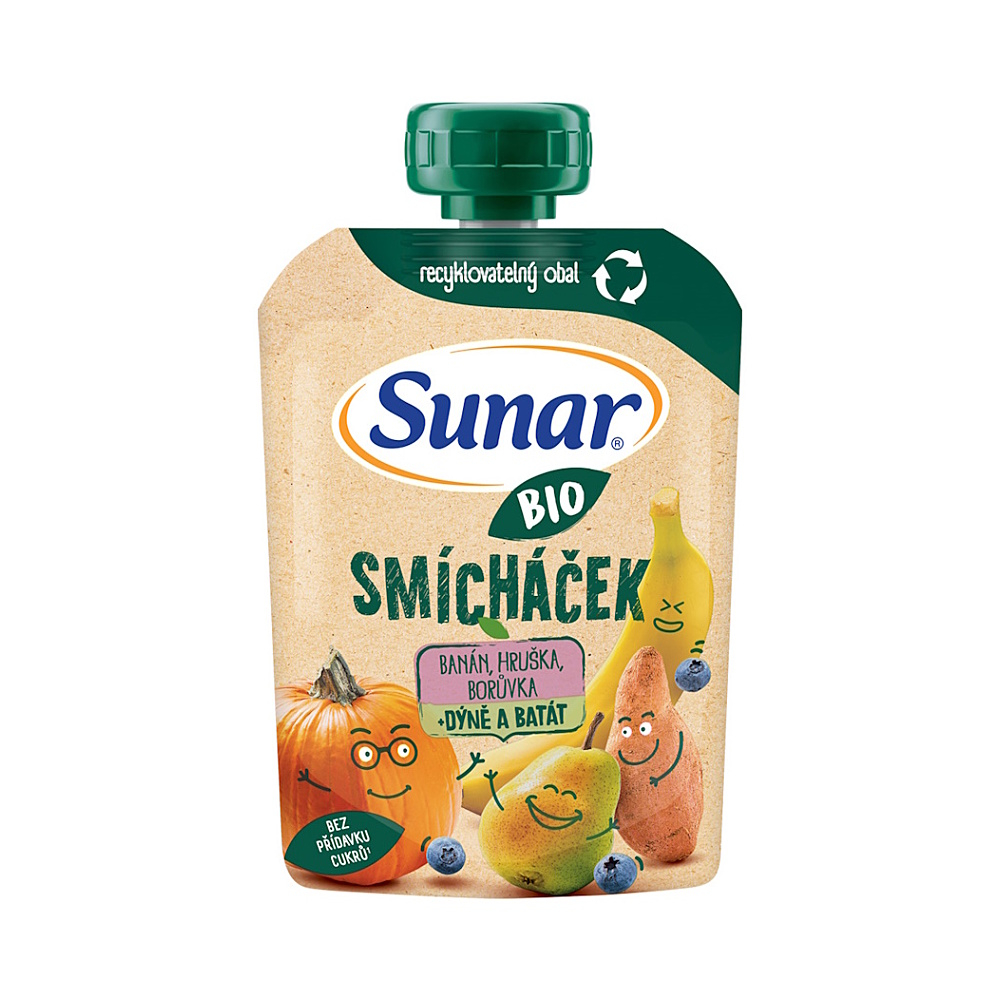 SUNAR Ovocné vrecko zmiešavač banán, hruška, tekvica, batáty a čučoriedky BIO 100 g kúpite na Mojalekaren.sk