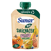 SUNAR Ovocné vrecko zmiešavač banán, hruška, tekvica, batáty a čučoriedky BIO 100 g