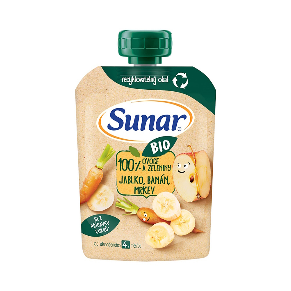 Sunar BIO kapsička jablko, banán, mrkva 100g kúpite na Mojalekaren.sk