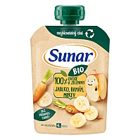 SUNAR Ovocné vrecko jablko, banán, mrkva 4m+ BIO 100 g