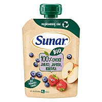 SUNAR Ovocné vrecko jablko, jahoda, čučoriedka 4m+ BIO 100 g