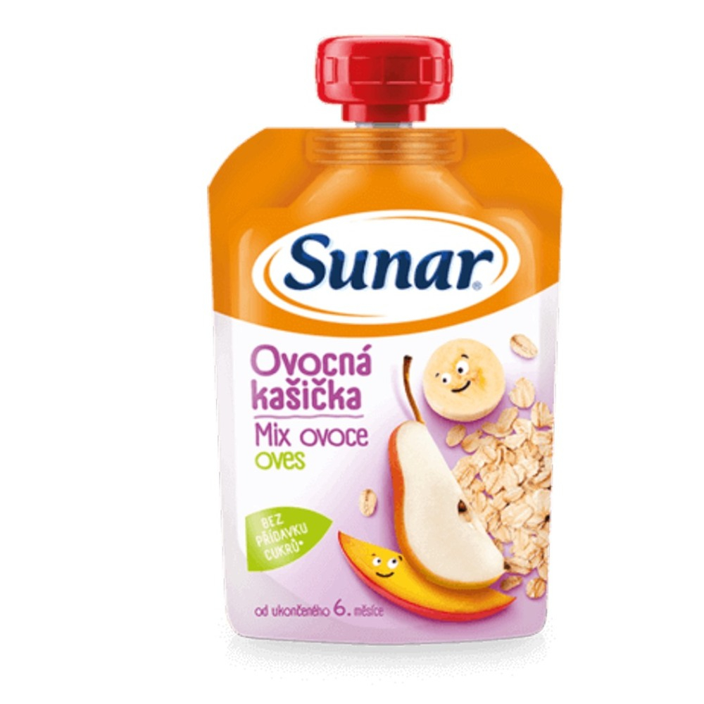 SUNAR Kašička ovocná kapsička mix ovocie ovsené vločky 6m+ 120 g kúpite na Mojalekaren.sk