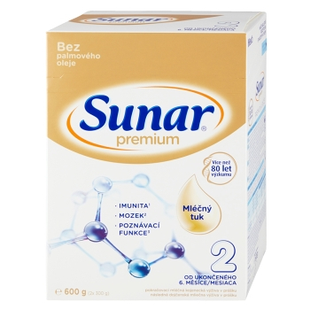SUNAR Premium 2 Pokračovacie dojčenské mlieko 600 g