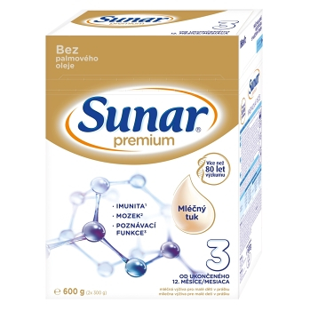 SUNAR Premium 3 Pokračovacie batoľacie mlieko od 12. mesiacov 600 g