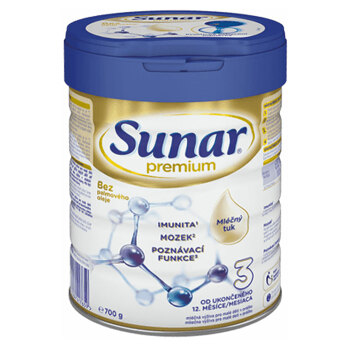SUNAR Premium 3 Pokračovacie mlieko od ukončeného 12. mesiaca 700 g