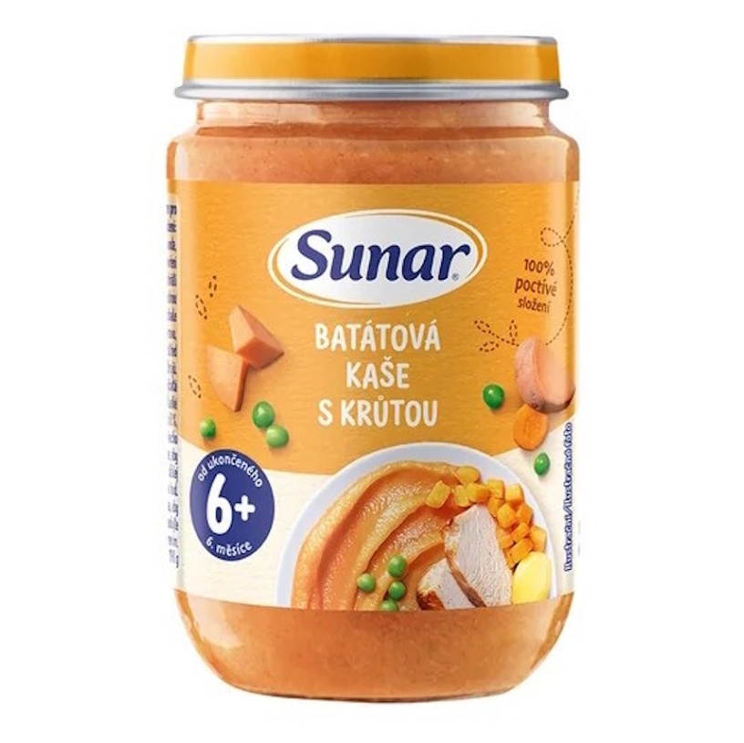 Sunar BATÁTOVÁ KAŠA S MORKOU zeleninovo-mäsový príkrm 190g kúpite na Mojalekaren.sk