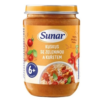 SUNAR Príkrm kuskus so zeleninou a kuraťom 6m+ 190 g (Mäsovozeleninové príkrmy)