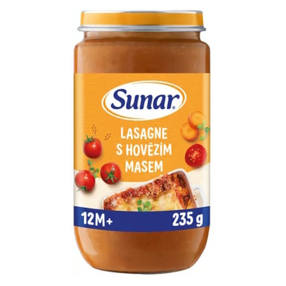 SUNAR LASAGNE S HOVÄDZÍM MÄSOM zeleninovo-mäsový príkrm 12m+ 235g