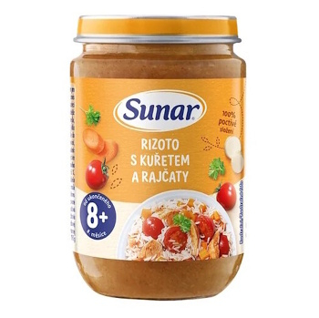 SUNAR Príkrm rizoto s kuraťom a paradajkami 8m+ 190 g (Mäsovozeleninové príkrmy)