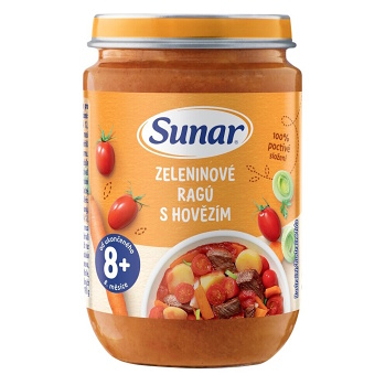 SUNAR Príkrm zeleninové ragú s hovädzím mäsom 8m+ 190 g (Mäsovozeleninové príkrmy)