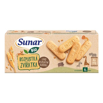 SUNAR Rozpustné zvieratká sušienky 6m+ BIO 4 x 40 g (Sušienky, piškóty a detské chrumky) - BIO