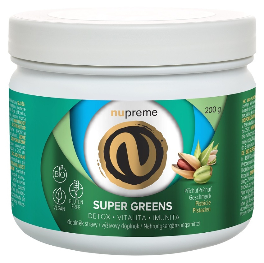 Nupreme Super Greens BIO prášok na podporu detoxikácie organizmu príchuť Pistachio 200 g kúpite na Mojalekaren.sk