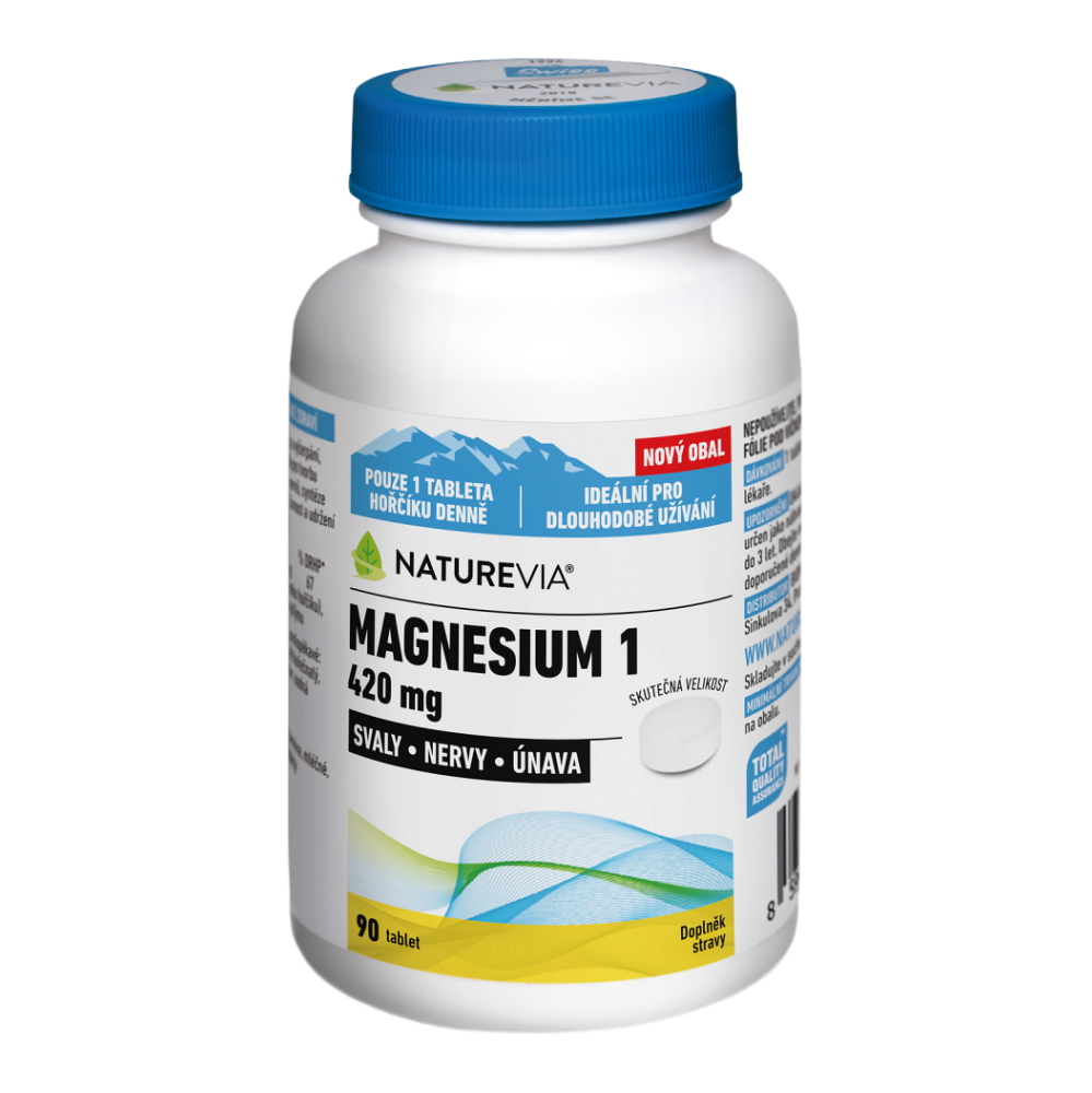 NatureVia Magnesium 1 420mg tablety na podporu zníženia únavy a vyčerpania, pre normálny stav zubov, kostí a svalov 90 tbl kúpite na Mojalekaren.sk