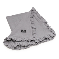 T-TOMI Mušelínová deka s volánikom grey 80 x 100 cm